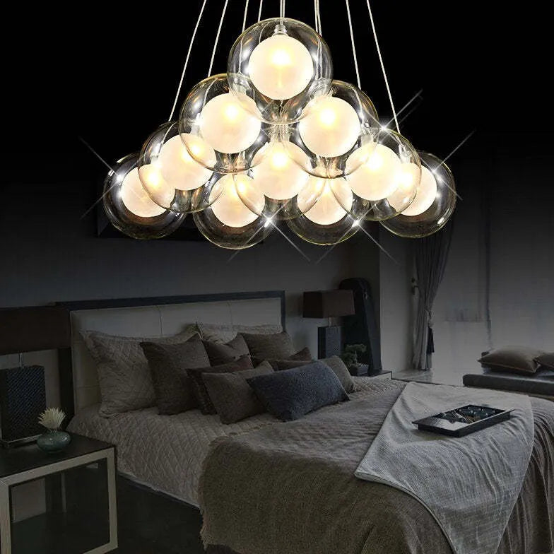 Lampadario Bollicine Design Elegante in Vetro Trasparente - clowasit.com