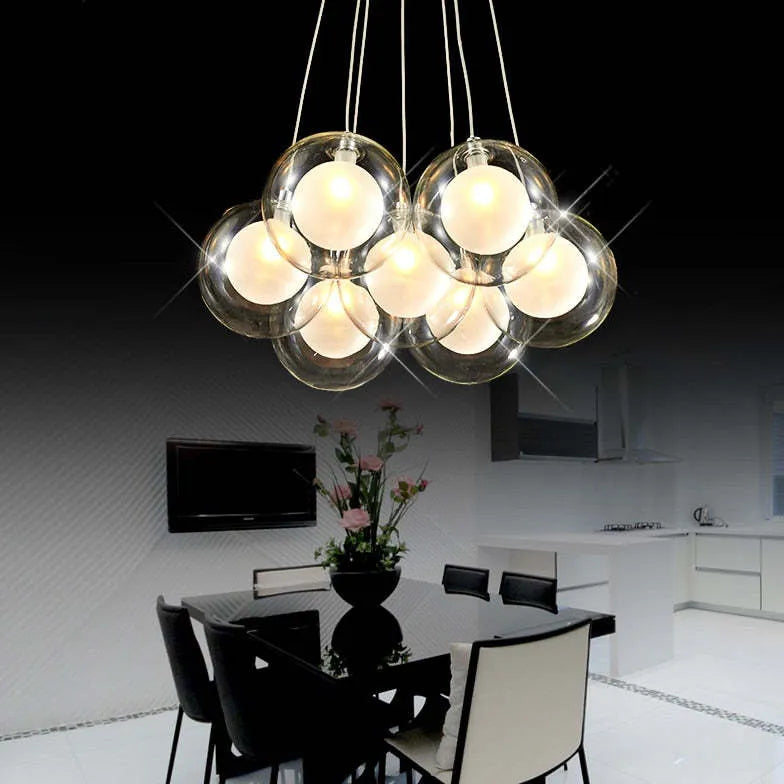 Lampadario Bollicine Design Elegante in Vetro Trasparente - clowasit.com