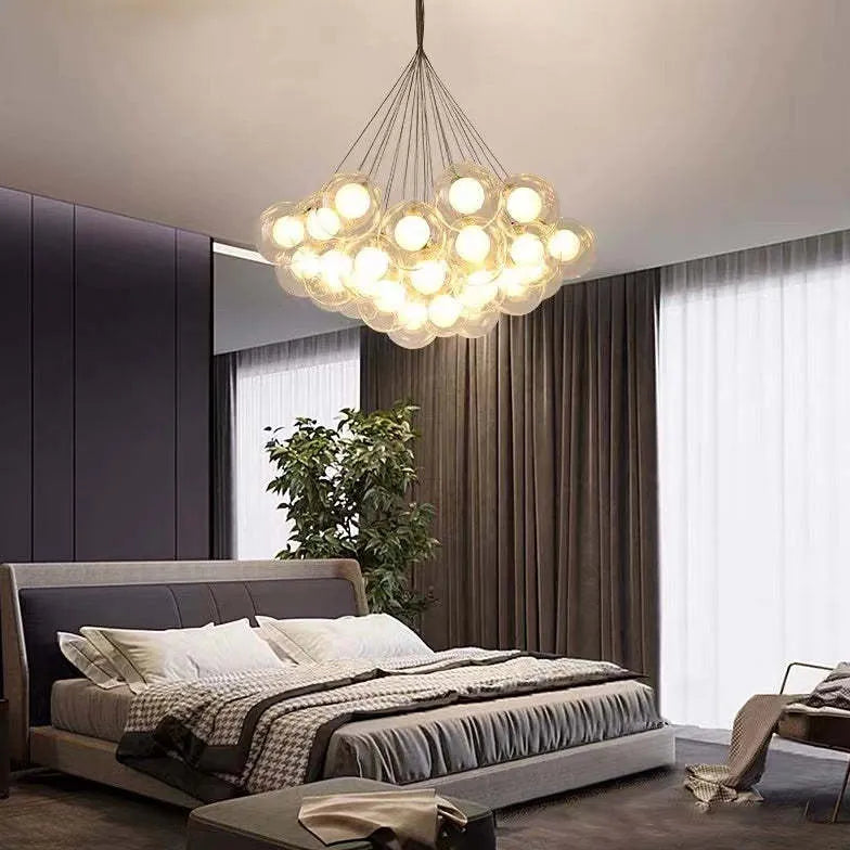Lampadario Bollicine Design Elegante in Vetro Trasparente - clowasit.com