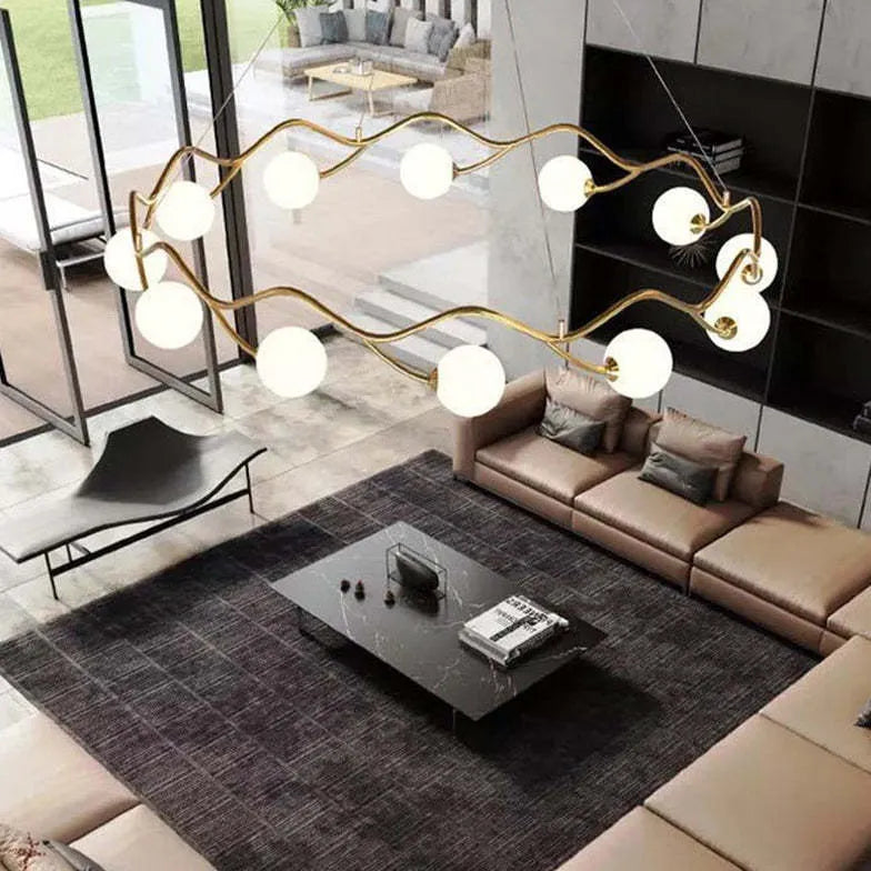 Lampadari Moderni Cerchi Elegante in Vetro Ondulato - clowasit.com