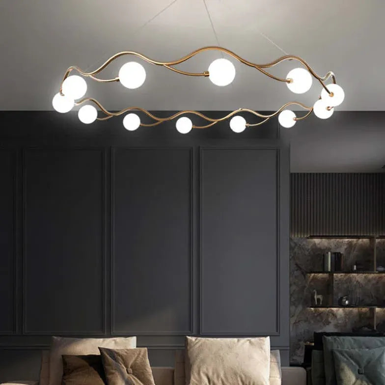 Lampadari Moderni Cerchi Elegante in Vetro Ondulato - clowasit.com