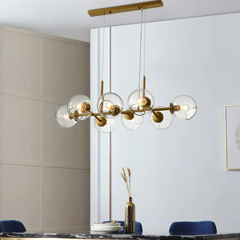 Lampadario moderno lungo con vetro trasparente elegante - clowasit.com