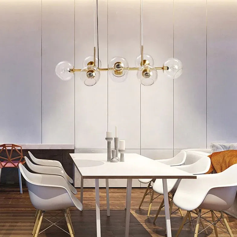 Lampadario moderno lungo con vetro trasparente elegante - clowasit.com