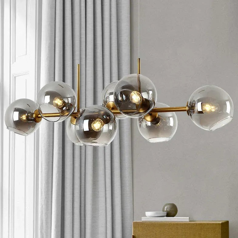 Lampadario moderno lungo con vetro trasparente elegante - clowasit.com
