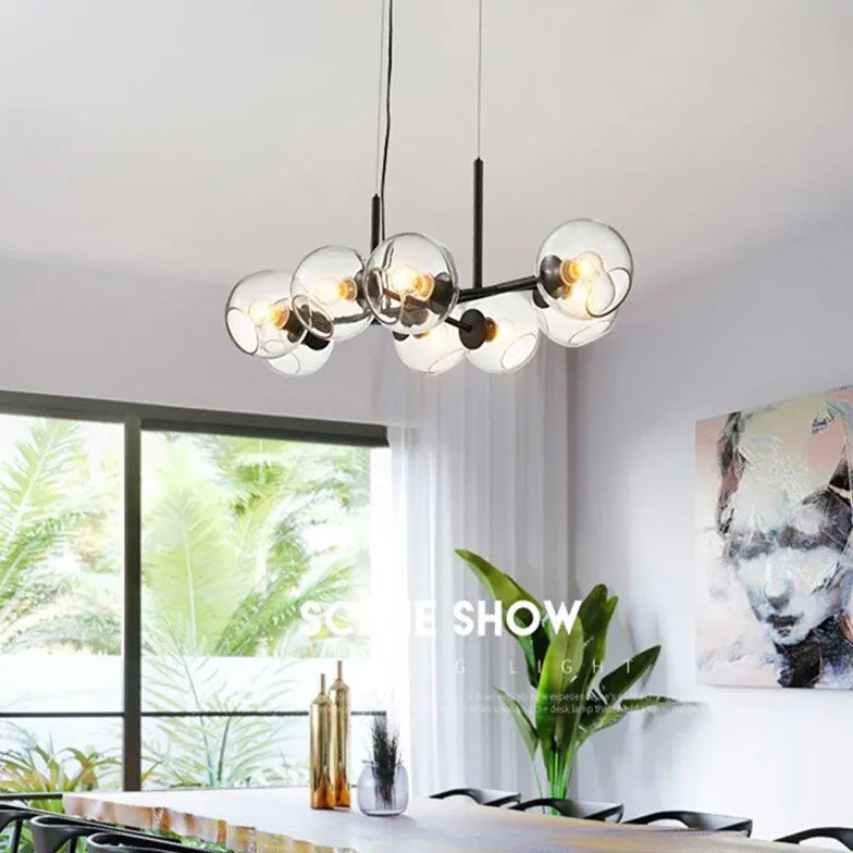 Lampadario moderno lungo con vetro trasparente elegante - clowasit.com