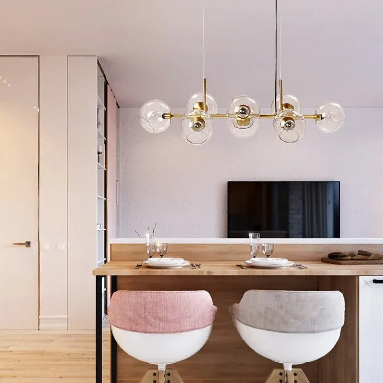 Lampadario moderno lungo con vetro trasparente elegante - clowasit.com