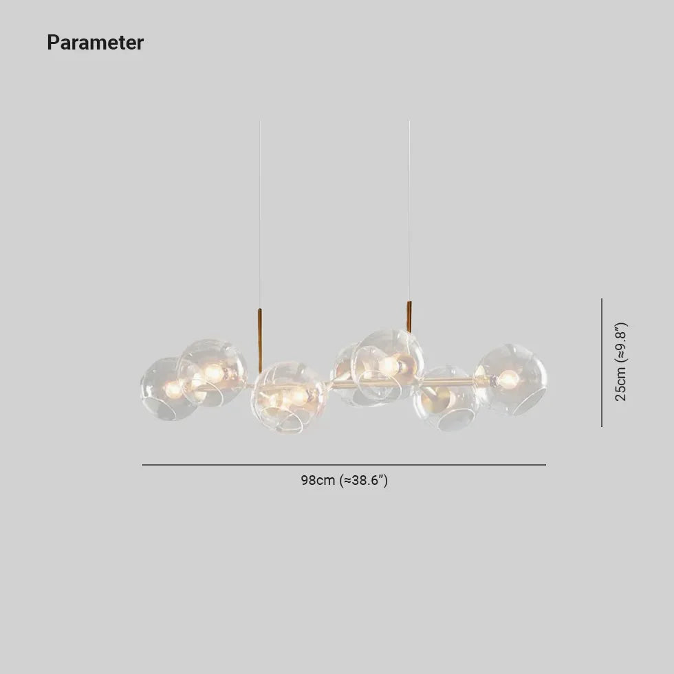 Lampadario moderno lungo con vetro trasparente elegante - clowasit.com