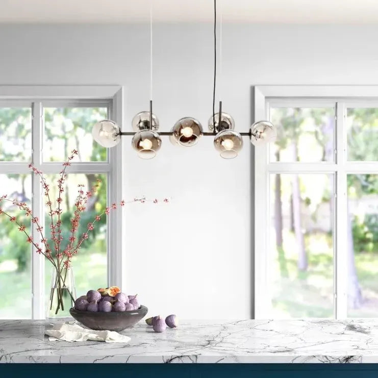 Lampadario moderno lungo con vetro trasparente elegante - clowasit.com