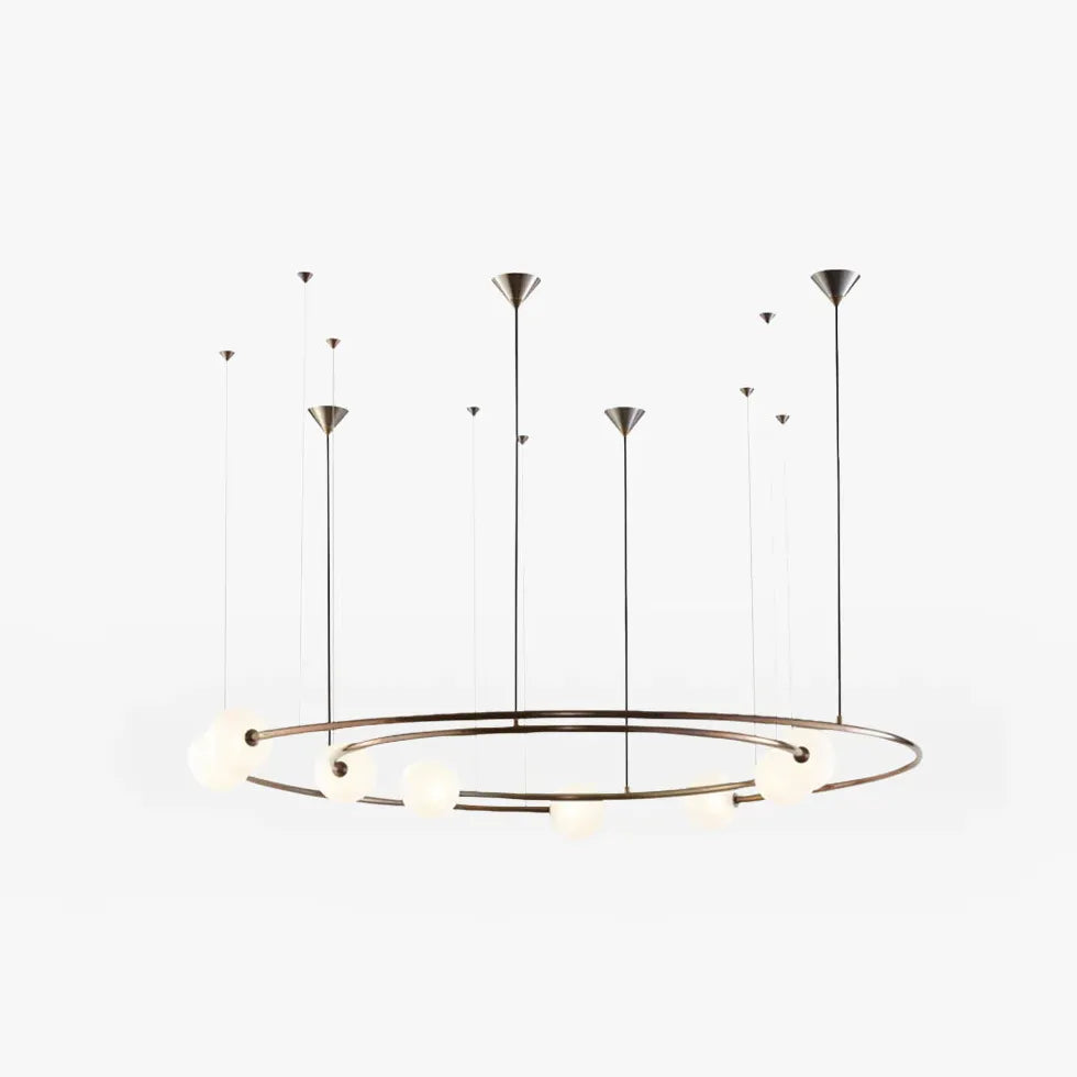 Lampadari moderne anelli metallici sfere bianche - clowasit.com
