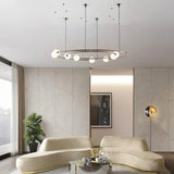 Lampadari moderne anelli metallici sfere bianche - clowasit.com