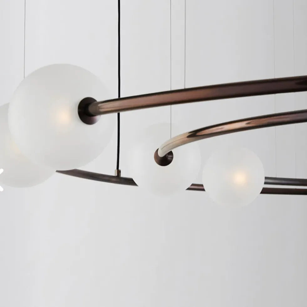 Lampadari moderne anelli metallici sfere bianche - clowasit.com