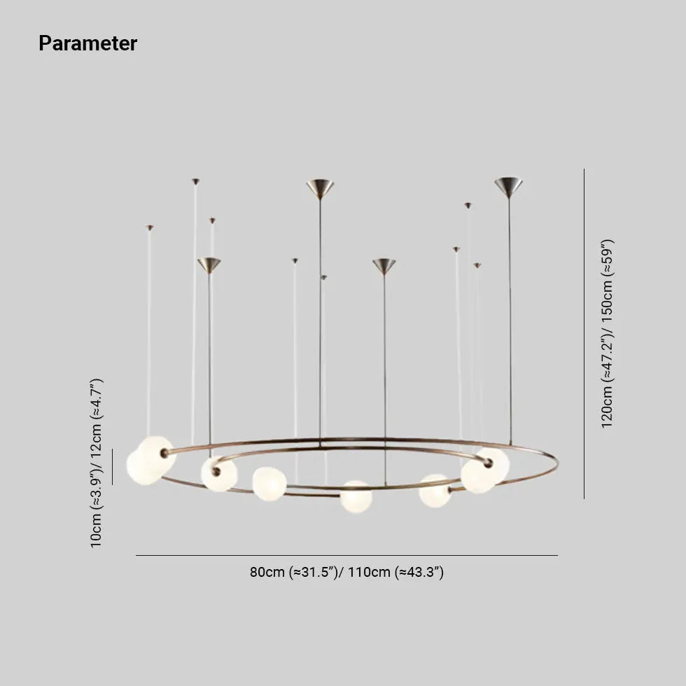 Lampadari moderne anelli metallici sfere bianche - clowasit.com