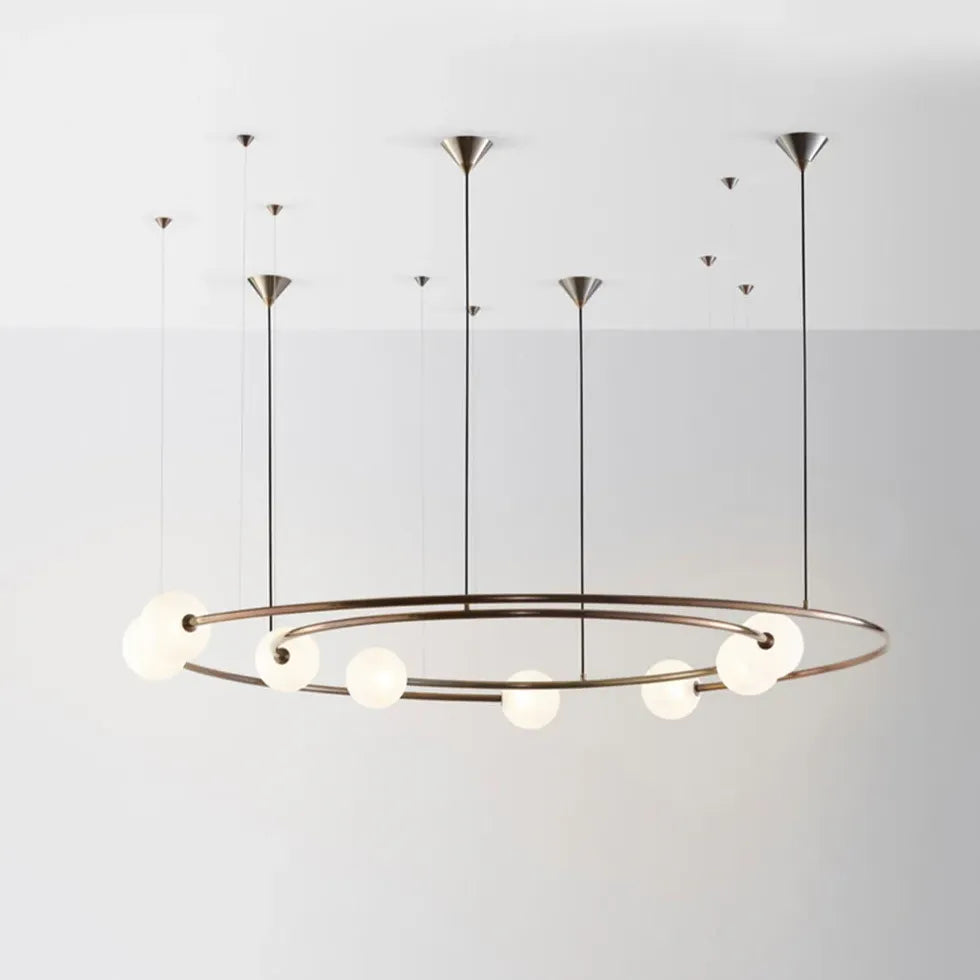 Lampadari moderne anelli metallici sfere bianche - clowasit.com