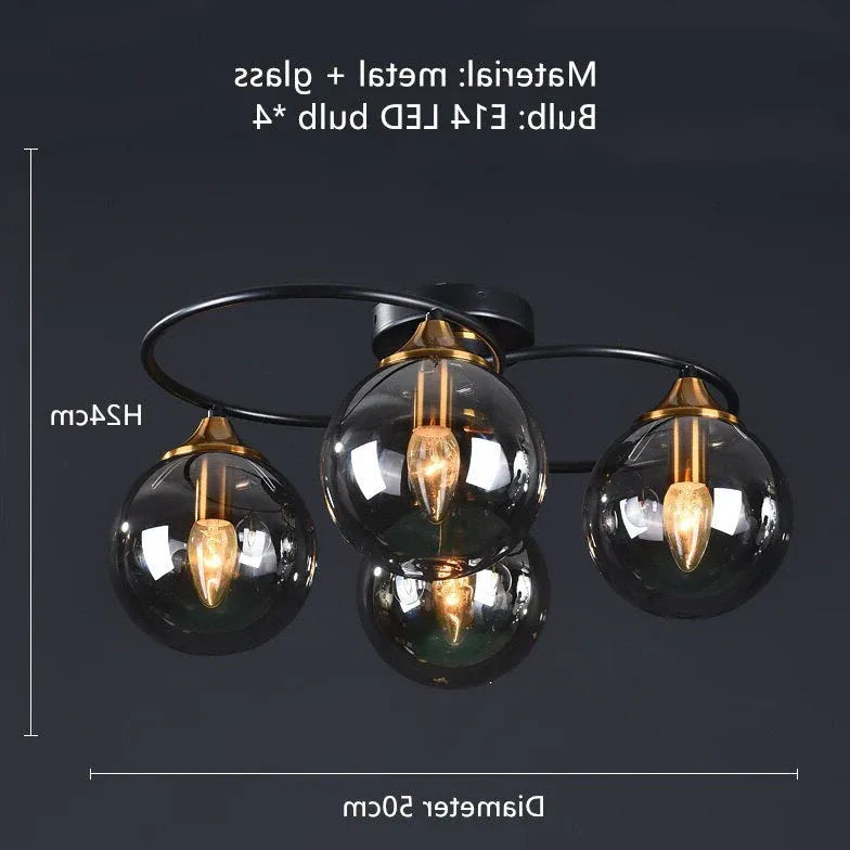 Plafoniera vetro sfera circolare stile nordico - clowasit.com