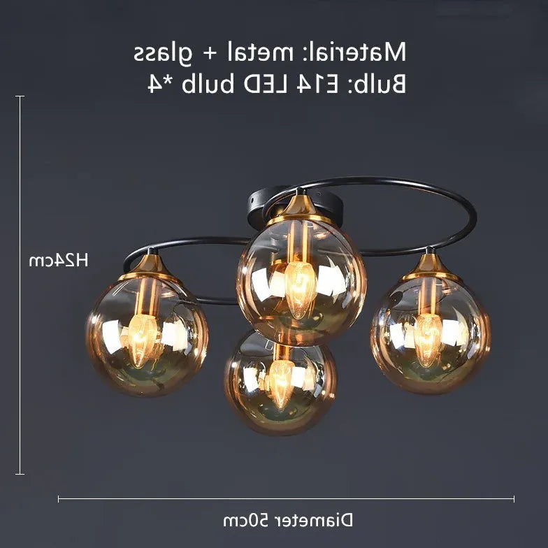 Plafoniera vetro sfera circolare stile nordico - clowasit.com