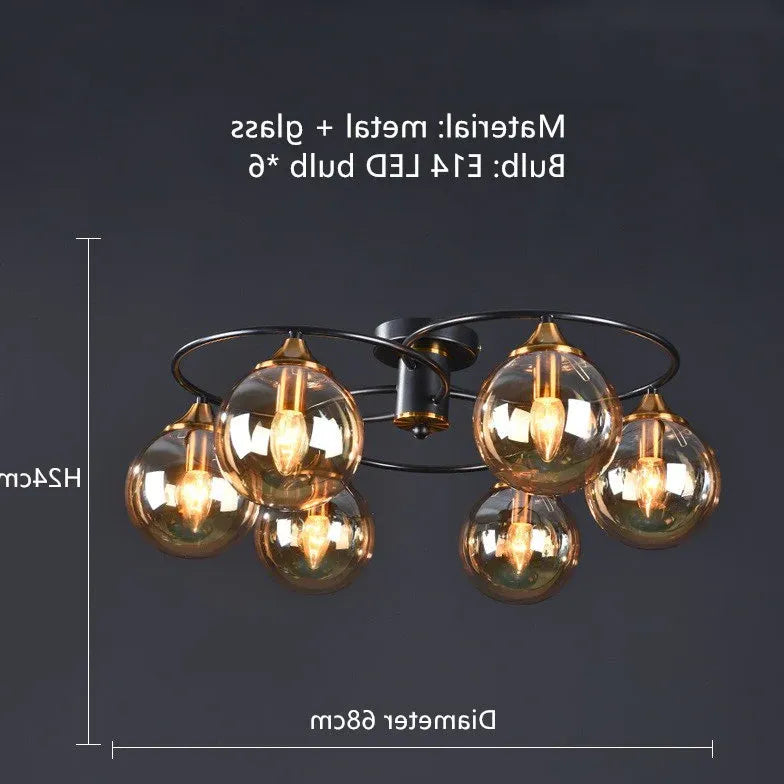Plafoniera vetro sfera circolare stile nordico - clowasit.com