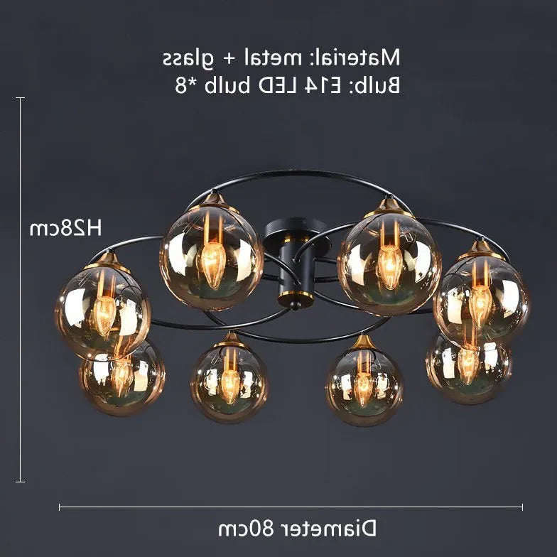 Plafoniera vetro sfera circolare stile nordico - clowasit.com