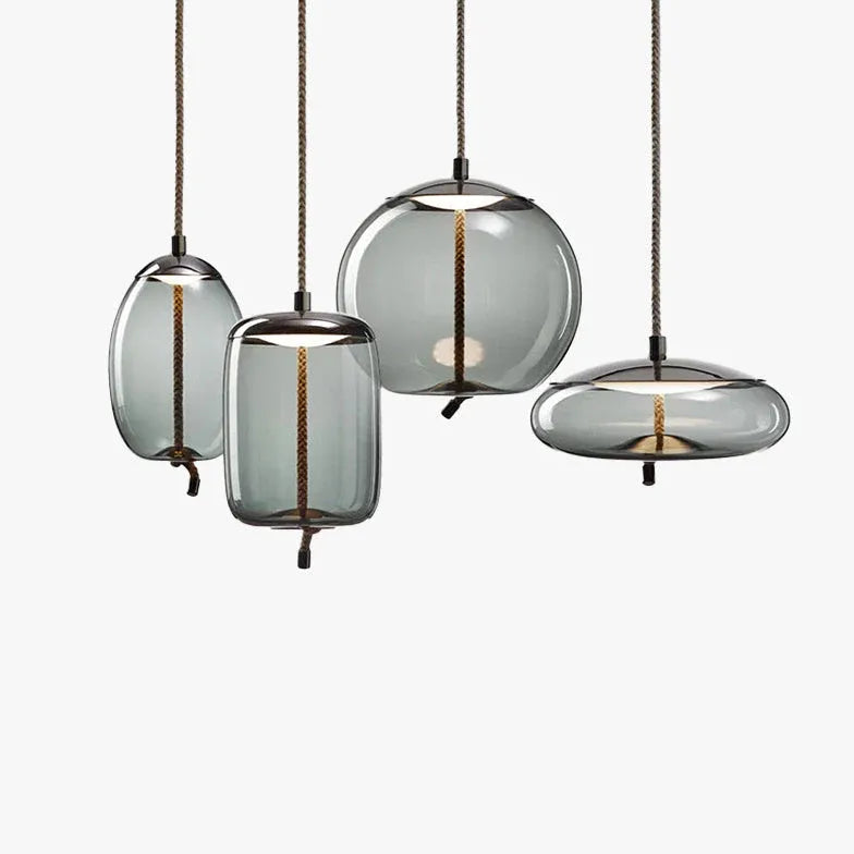 Lampadario a corda vetro trasparente elegante - clowasit.com