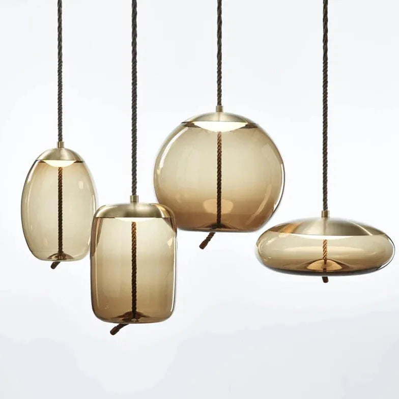 Lampadario a corda vetro trasparente elegante - clowasit.com