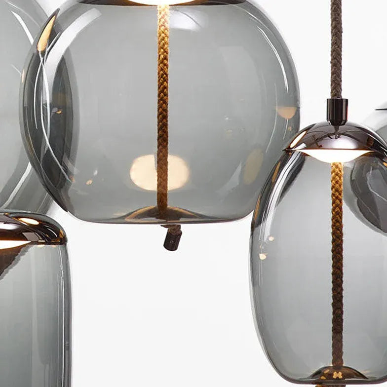 Lampadario a corda vetro trasparente elegante - clowasit.com