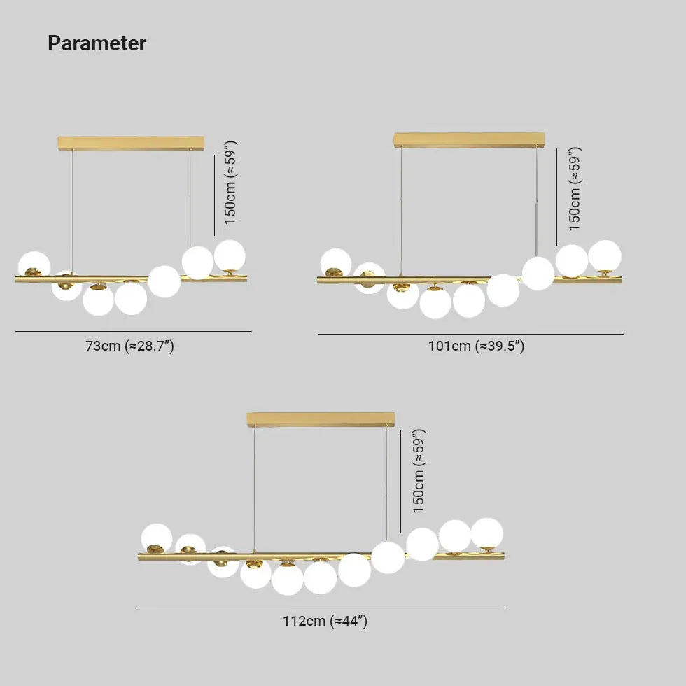 Lampadario a sospensione lineare sfere di vetro - clowasit.com