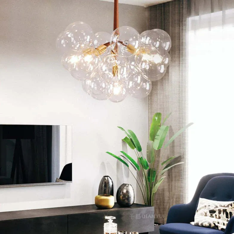 Lampadario a bolle trasparente vetro elegante - clowasit.com