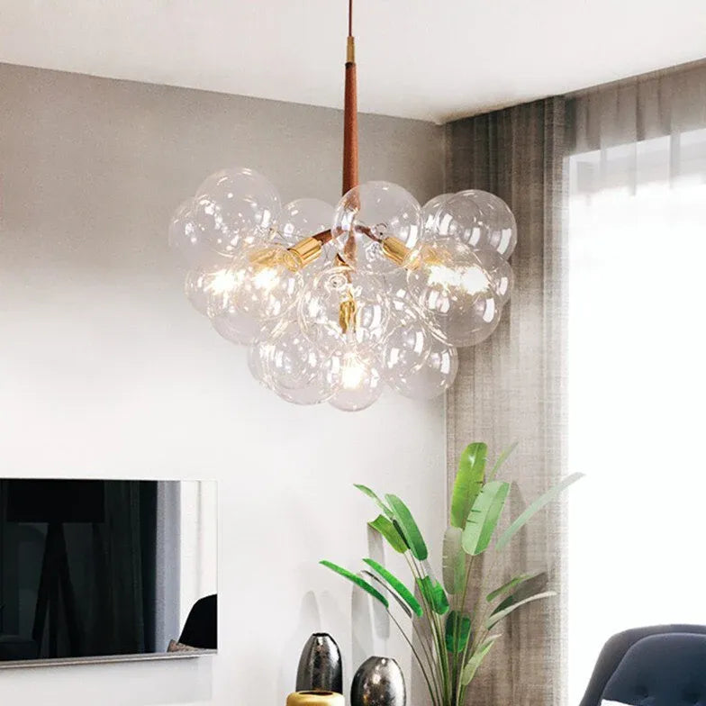 Lampadario a bolle trasparente vetro elegante - clowasit.com