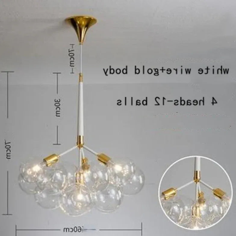 Lampadario a bolle trasparente vetro elegante - clowasit.com