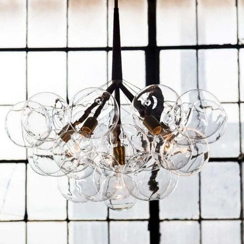 Lampadario a bolle trasparente vetro elegante - clowasit.com