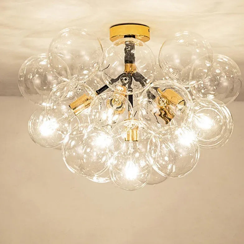 Lampadario a bolle trasparente vetro elegante - clowasit.com