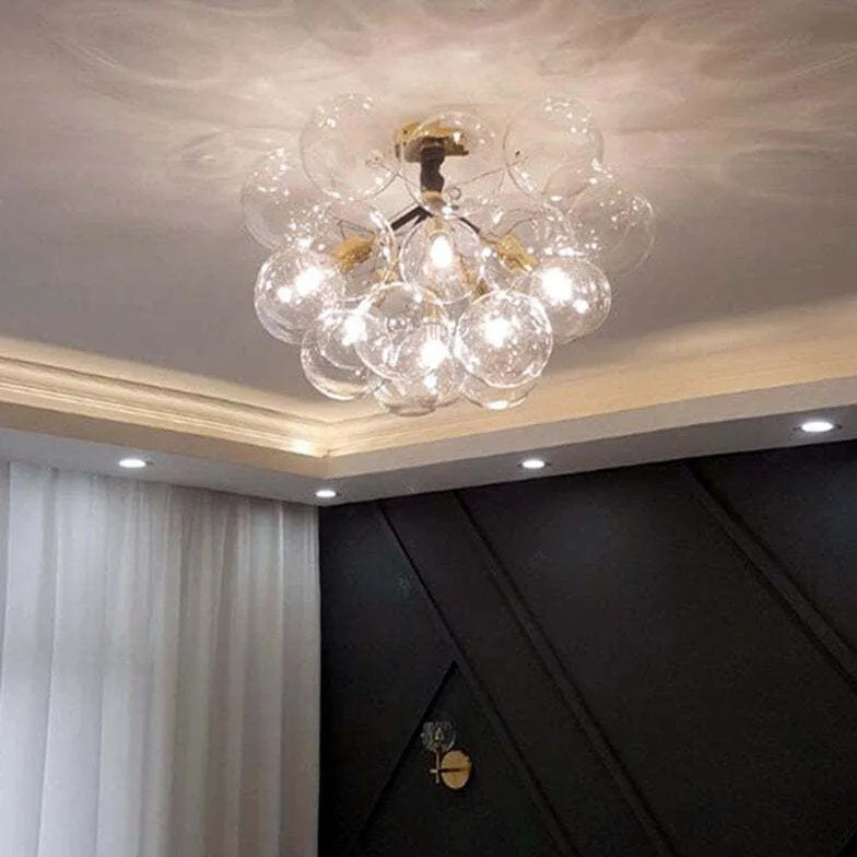 Lampadario a bolle trasparente vetro elegante - clowasit.com