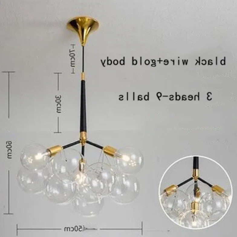 Lampadario a bolle trasparente vetro elegante - clowasit.com
