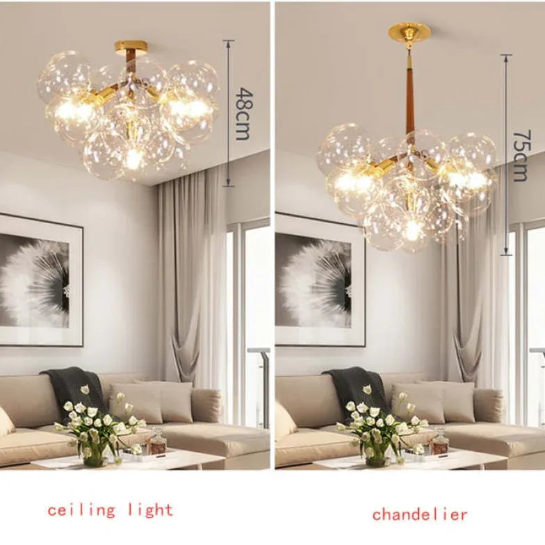 Lampadario a bolle trasparente vetro elegante - clowasit.com