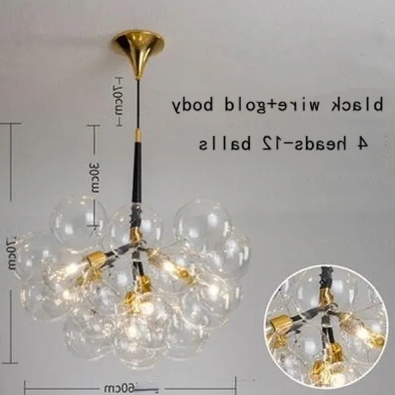 Lampadario a bolle trasparente vetro elegante - clowasit.com