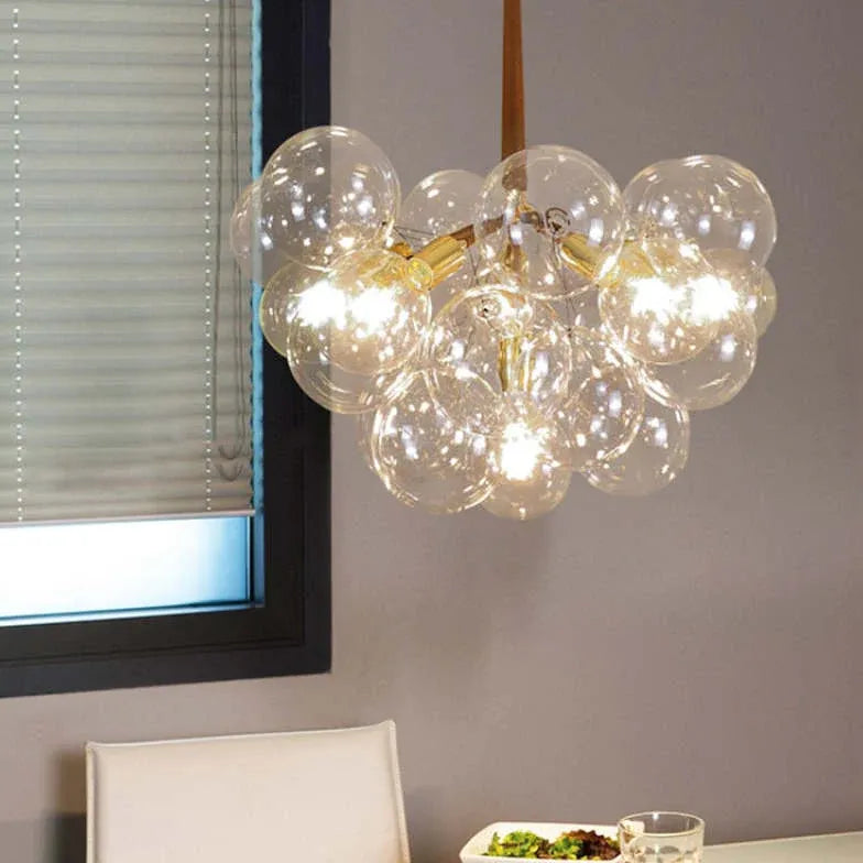Lampadario a bolle trasparente vetro elegante - clowasit.com