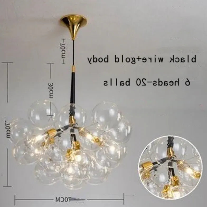 Lampadario a bolle trasparente vetro elegante - clowasit.com