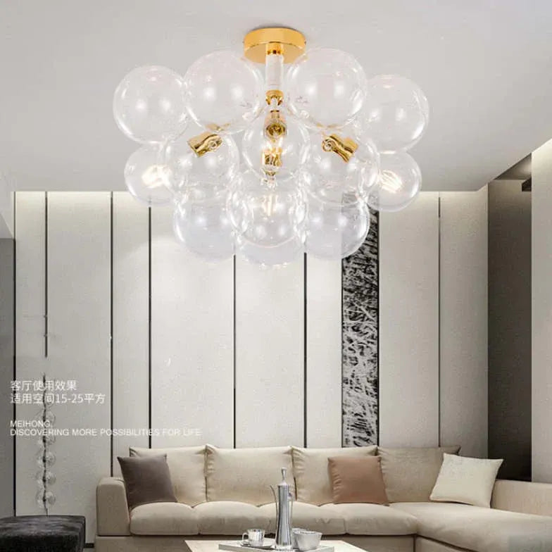 Lampadario a bolle trasparente vetro elegante - clowasit.com