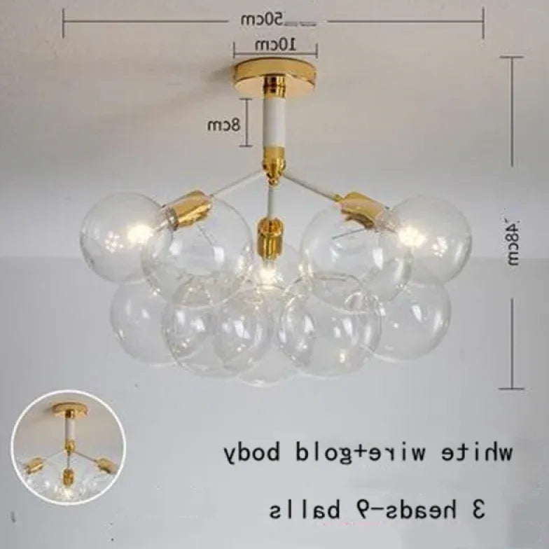 Lampadario a bolle trasparente vetro elegante - clowasit.com