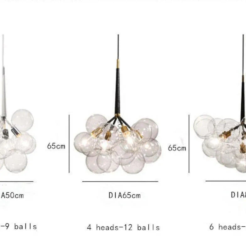 Lampadario a bolle trasparente vetro elegante - clowasit.com