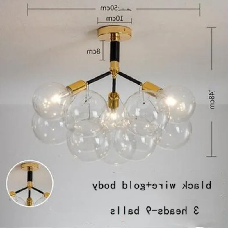 Lampadario a bolle trasparente vetro elegante - clowasit.com