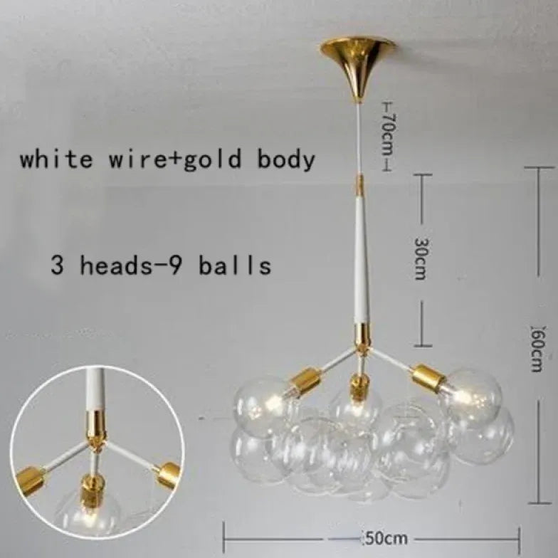 Lampadario a bolle trasparente vetro elegante - clowasit.com