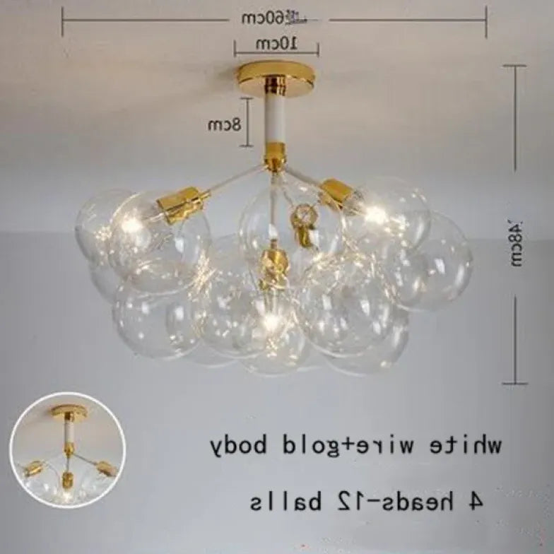 Lampadario a bolle trasparente vetro elegante - clowasit.com