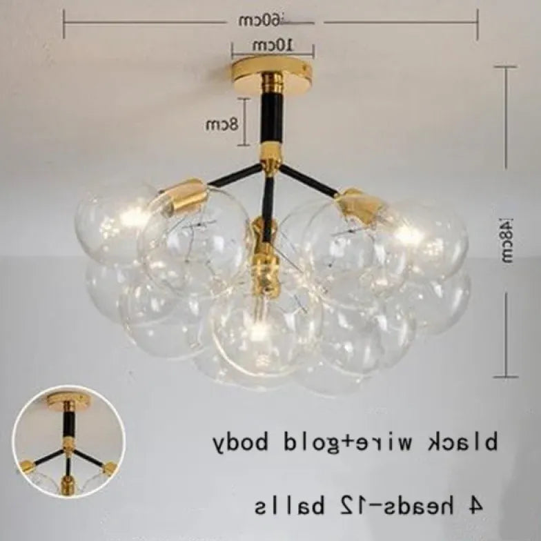Lampadario a bolle trasparente vetro elegante - clowasit.com