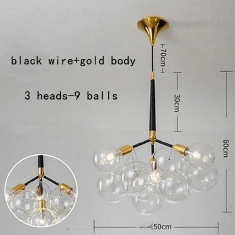 Lampadario a bolle trasparente vetro elegante - clowasit.com
