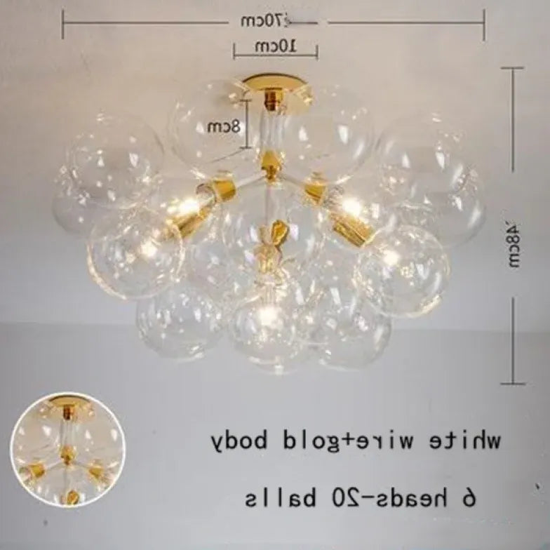 Lampadario a bolle trasparente vetro elegante - clowasit.com