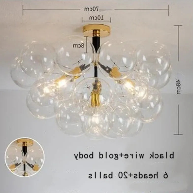 Lampadario a bolle trasparente vetro elegante - clowasit.com