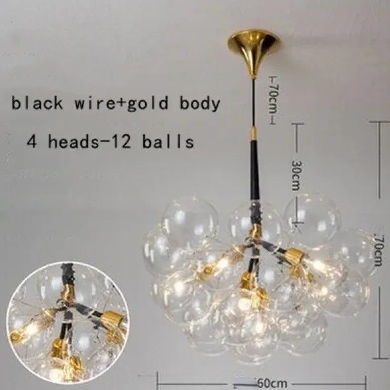 Lampadario a bolle trasparente vetro elegante - clowasit.com