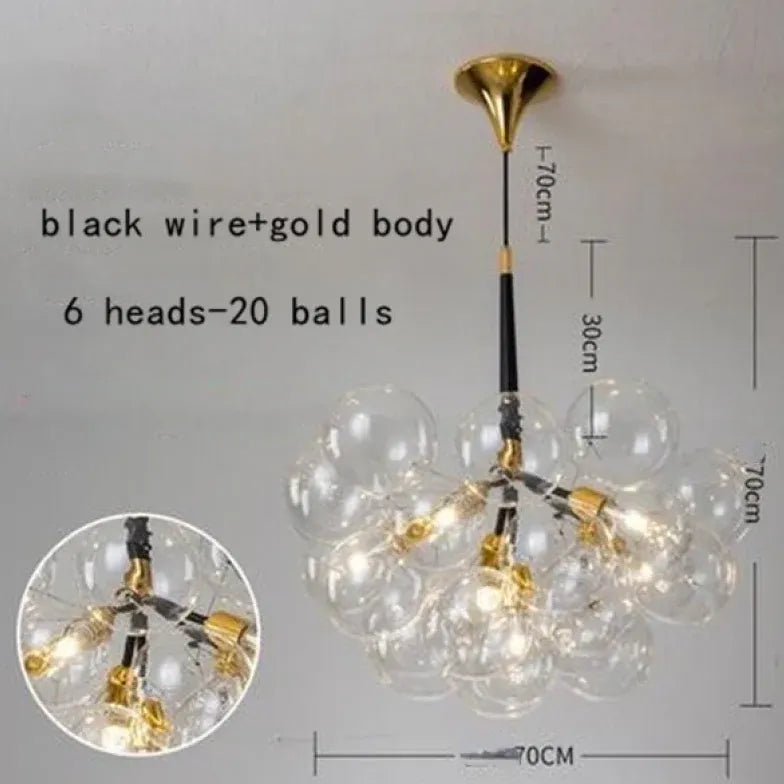 Lampadario a bolle trasparente vetro elegante - clowasit.com