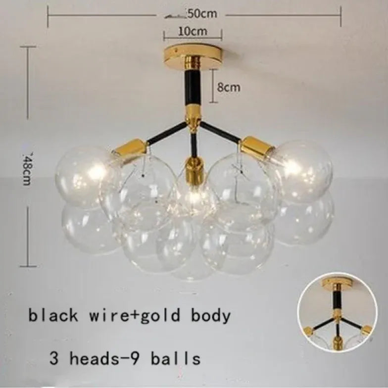Lampadario a bolle trasparente vetro elegante - clowasit.com