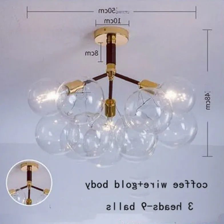 Lampadario a bolle trasparente vetro elegante - clowasit.com